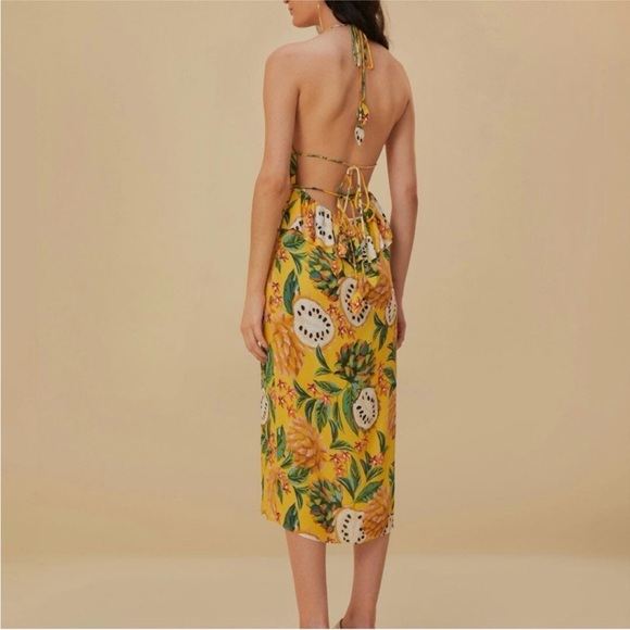 Farm Rio Biriba Yellow Sleeveless Midi Dress Anthropologie NWT Women’s XL - Picture 7 of 16